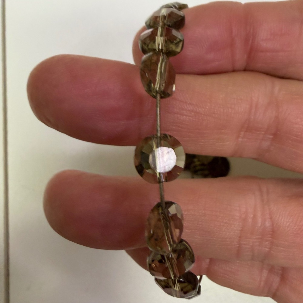 Alex and Ani Smoky Quartz Beaded Expandable Bangle Bracelet Rafaelian Finish - Picture 5 of 6